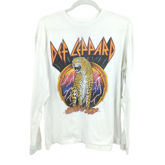 Def Leppard Large High N Dry Leopard Lightning Double Sided Long Sleeve Tee - Picture 1 of 7